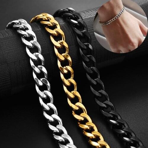 YKS 3-8 mm Men Chain Bracelet Stainless Steel Curb Cuban Link Chain Bangle for Male Women Hiphop Trendy Wrist Jewelry Gift