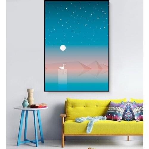 Swan Scenery Art Decorative Picture Posters Print Wall Art Bedroom Bar Living Room Home Decoration Modern Canvas Painting Pictur