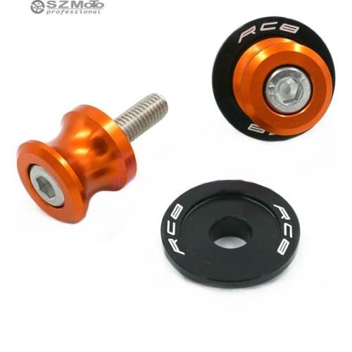 For KTM RC8 1190 RC8R Motorcycle Accessories Swingarm Spools slider M8 0.315inch stand screws With Logo Orange Aluminum