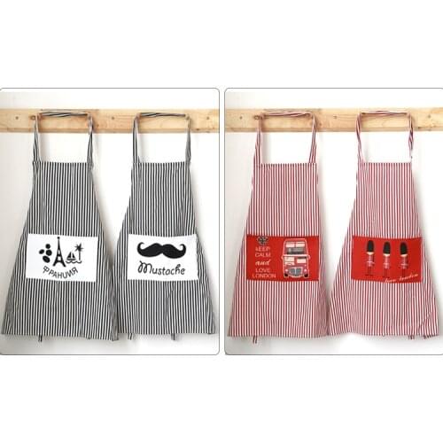 1PC New Women Men Stripe Apron Commercial Restaurant Home Bib Spun Linen Cotton Kitchen Aprons ND 006