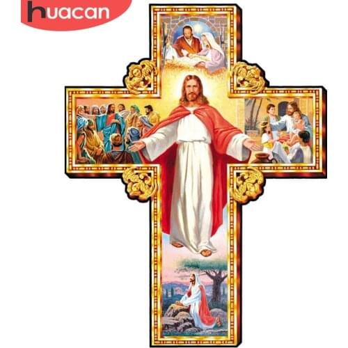 HUACAN DIY Diamond Painting Kit Religious Mosaic Jesus Full Square/Round Diamond Embroidery Cross Portrait Home Decor Kits