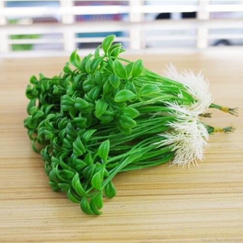 10pcs/lot Rustic flowers and plants artificial grass simulation green plant wedding home garden decoration shoots fake leaf