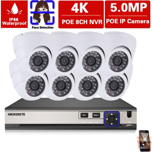 H.265 8CH 4K POE NVR Camera System Outdoor Waterproof POE Security Dome Camera Set 5MP IP CCTV Video Surveillance System Kit 4CH