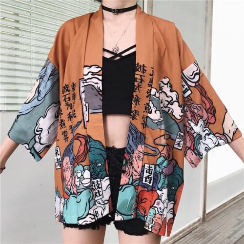 Woman Japanese Style Kimono Yukata Cardigan Haori Korean Fashion Beach Wear Summer Girl Cosplay Jackets Thin Outfits