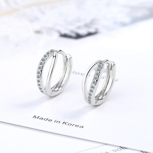 Creative Simple Hollow Wave shaped Hoop Earrings 925 Sterling Silver Single Row Cubic Zircon Earrings For Women Jewelry