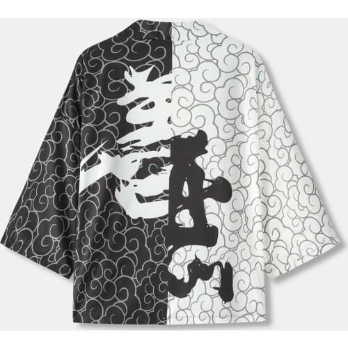 Printed Flower Jacket Shirt Yukata Haori Japanese Style Men Kimono Cardigan Gown Haori Yukata Male Samurai Costume Clothing