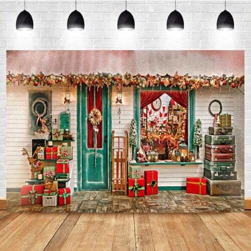 Laeacco Christmas Tree Elk Gift Outdoor Newborn Birthday Photo Photography Background Photographic Backdrop For Photo Studio