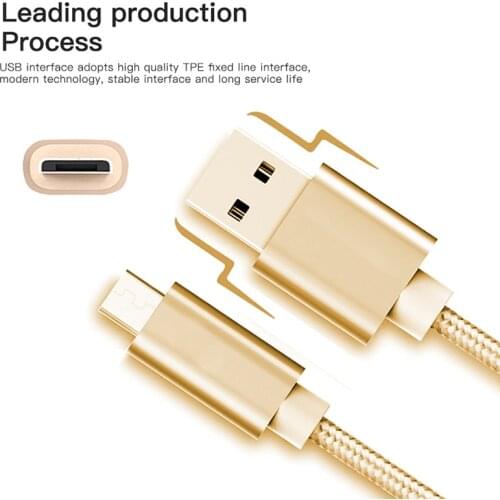 Mobile Phone USB Data Cable Type C USB C Micro USB V8 Nylon Type-C Fast Charging 2.4A 1M Charger For iPad iPhone Lighting Cable