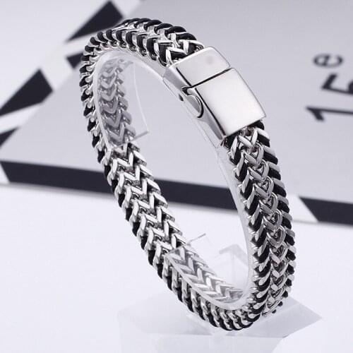 Titanium Steel Mens Bracelet Personality Overlord Chain Magnet Buckle Fashion Bracelet