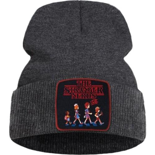 Stranger Things Fearsome Cartoon Hedging Caps Wool Outdoor Beanie Hat Unisex Flexible Knitted Cap Harajuku Soft Brimless Hats