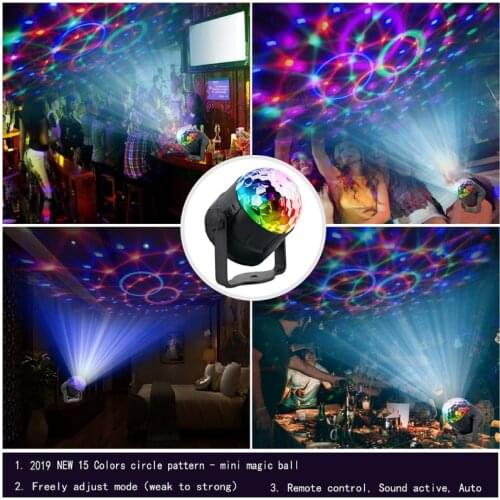 DJ Disco Stage Party 15 Colors LED Ball Light Remote Control Projector Lamp Set Dropshipping