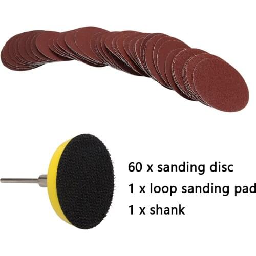 60Pcs 100/240/600/800/1000/2000 Grits Sanding Disc Set 2inch 50mm+ Loop Sanding Pad with 3mm Shank For Polishing Cleaning Tools