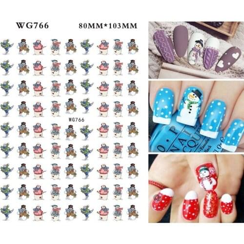 10PCS Christmas Halloween Nail Sticker Santa Claus Elk Nail Slider Skull Head Ghost White Snowflake Nail Decoration Beauty