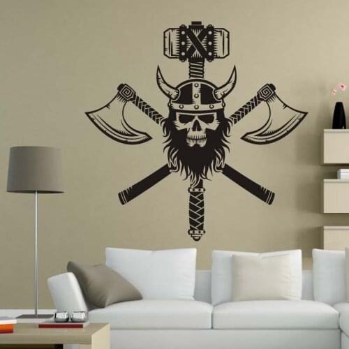 Skull Sea Warrior North Guard Barbarian Sword Wall Decal Wall Sticker, Vinyl Wall Art, Home Decor, Wall Mural