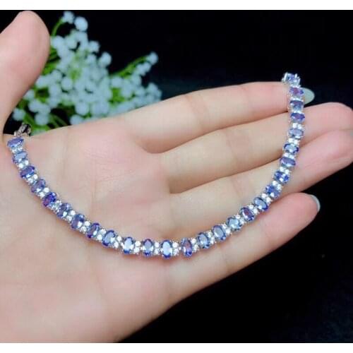 Natural tanzanite bracelet, classic style, 925 silver, simple to wear, beautiful effect, luxurious style