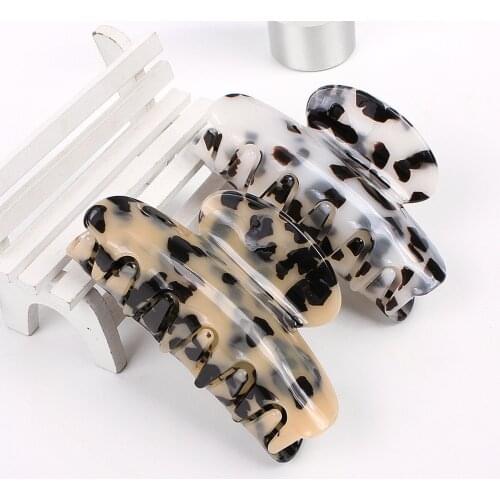 New fashion senior 1Pcs Women Hair Clip Plastic Large high-grade wood pattern leopard acrylic Marbled vintage Accessories