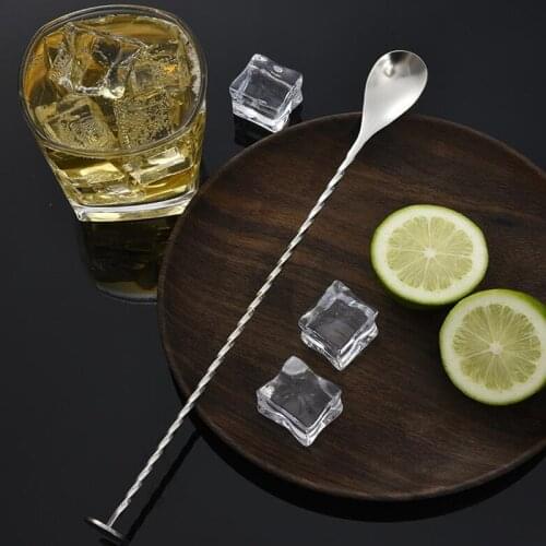 New Long Handle Stainless Steel Cocktail Bar Spiral Pattern Drink Shaker Muddler Stirrer Twisted Mixing Spoon Kitchen tableware