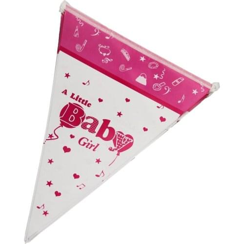 New pink baby boyPaper Flag Pennant Banner Happy Birthday Party Decoration Flags For Kids Baby Shower Favor Gift Supplies