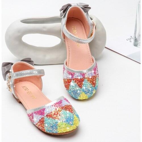 Girls Party Shoes Princess Sandals Leather Glitter Crystals Rhinestones Knot Kids Shoes Sneakers Childrens Sandals B759