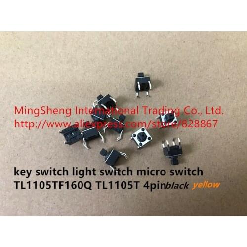 Original new 100% key switch light switch micro switch TL1105TF160Q TL1105T 4pin 2.4mm black yellow