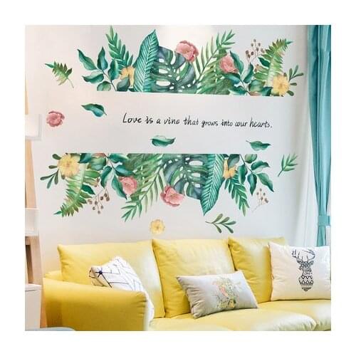 Nordic Poster Wall Stickers Living Room Background Wall Decoration Plant Self-adhesive Bedroom Wallpaper Creative Home Decor