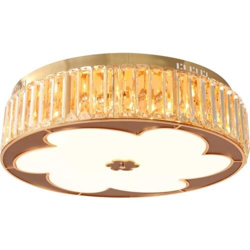 Modern Light Luxury Simple Flower Shape Ceiling Crystal Chandelier Bedroom Living Room Led Acrylic Lighting