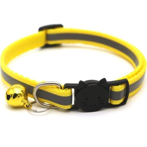 Cats Bells Collars Adjustable Nylon Buckles Fashion Reflective Pet Collar Cat Head Pattern Supplies For Accessories cat leash