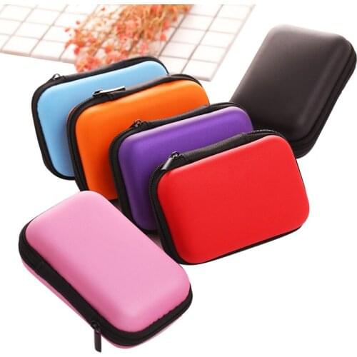 XUNZHE Travel Earphone Storage Box Mobile Power Data Cable Storage Package Storage Bag Portable Zipper PU Coin Loose Change Bags