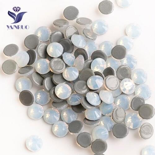 YANRUO 2058HF SS6-SS30 White Opal Hotfix Strass DIY Rhinestones Flatback Crystal Hot Fix Glass Stone For Craft