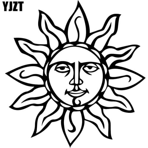 YJZT 16.4X17.2CM Sun Flower Smiley Face Art Window Decal Car Sticker Accessories C25-1123