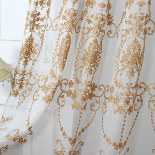 Custom Design Light Tulle Sheer Embroidered Balcony Window Curtains for Home Living Room Decoration in the Kitchen Cafe Curtain