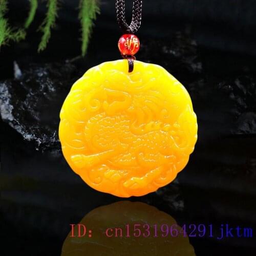 Yellow Jade Kirin Pendant Dragon Jadeite Fashion Necklace Men Carved Women Amulet Charm Natural Gifts Jewelry Chinese