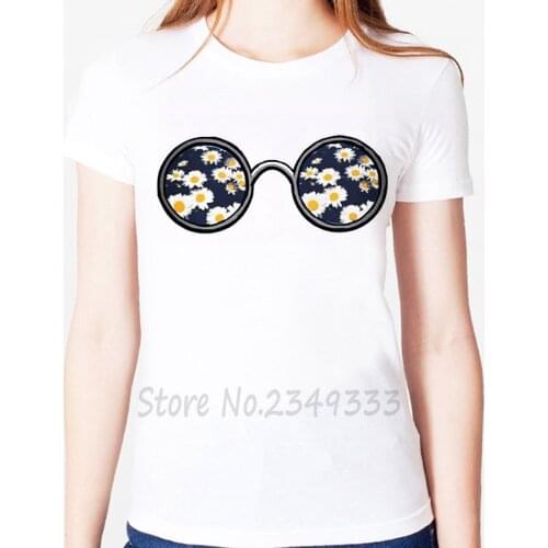 Flower glasses Print Women tshirt Modal Casual Loose Funny t shirts For Lady Top Tee Drop Ship SH-59