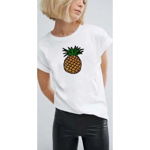 Pineapple Fruits Women Clothing T-shirt Fashion Female Tee Top Graphic White Pink Yellow T Shirt Kawaii Camisas Mujer Clothes