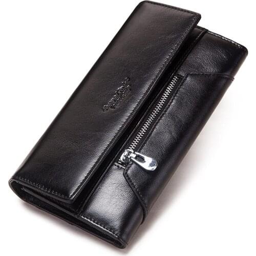 2020 New Rfid Long Wallet Women Genuine Leather Clutch Purse Female Luxury Credit Card Holder Cell Phone Coin Pocket Money Bag