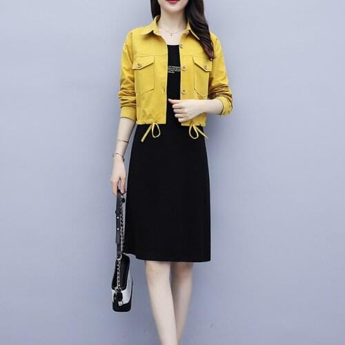 Two-piece womens autumn new Korean fashion jacket, set of foreign gas dress suits women women dress suits suit dress