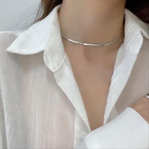 Herringbone Snake Chain Choker Necklace Gold Color For Women Clavicle Chain Necklace