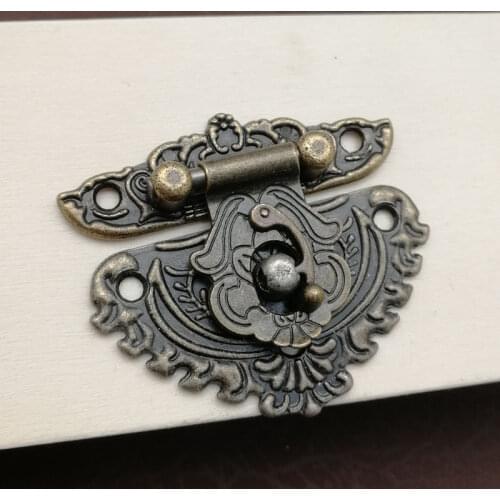 1 set Antique Vintage Style Decorate Brass Decorative Jewelry Gift Wooden Box Hasp Latch Hook Photo album lock With Screws