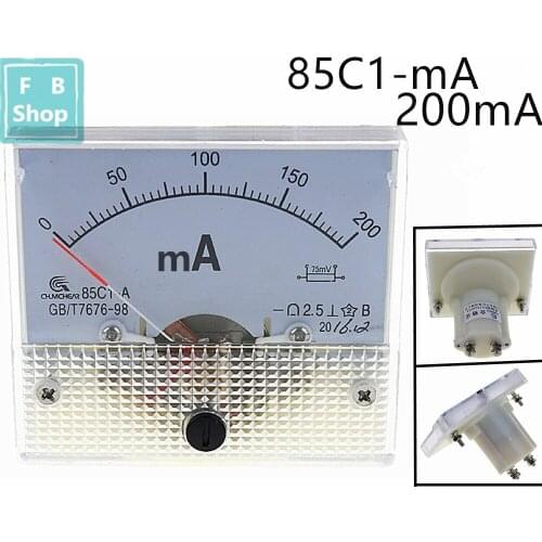 1PCS 85C1-mA 200mA DC pointer ammeter 85C1 series analog AMP meter 64*56 mm size
