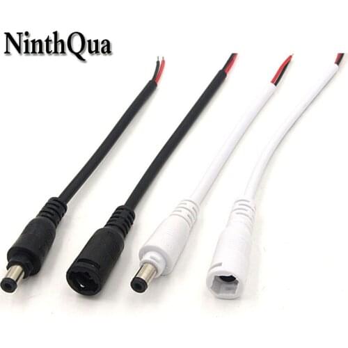 2pcs 2.1*5.5mm DC Power jack Plug with 15cm Wire 12V RGB LED Strip Light Connector 5.5x2.1 mm Adapter Buckle type