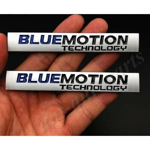 2pcs Matte Silver Blue Motion Technology Car Trunk Emblem Badge Decal Sticker