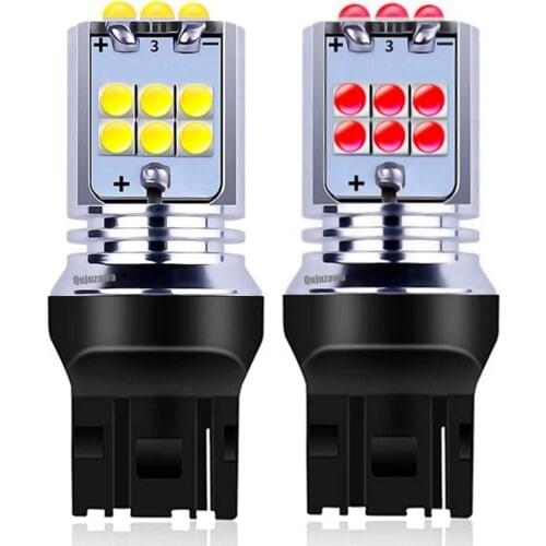 2Pcs T20 7440 W21W WY21W Super Bright 1800Lm LED Auto Turn Signal Reverse Lamp Brake Bulb Daytime Running Light White Red Yellow