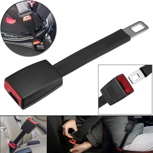 25cm/9.84" Universal Car Auto Seat Belt Buckle Clip Extender Extension Lock Safety Alarm Stopper Plug Accessories Kit-Black