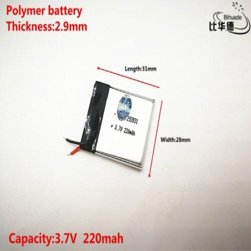 3.7V 220mAh [292831] Polymer lithium ion / Li-ion battery for Voice recorder pen,mp3;mp4,BLUETOOTH,Smart watch