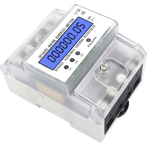 3 Phase 4 LCD Wire Energy Meter 220/380V 5-80A Energy Consumption kWh Meter DIN Rail Installation Digital Electric Power Meter