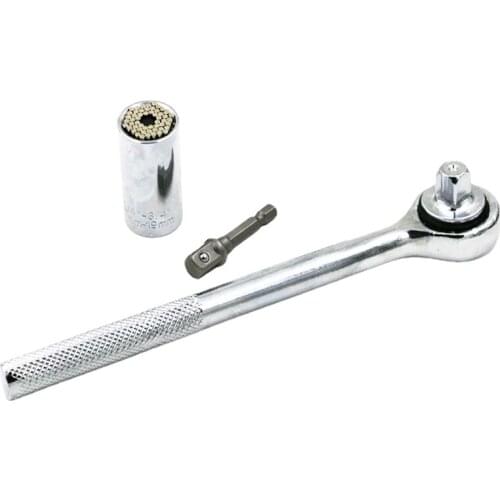 Silver Sleeve Magic Socket Ratchet Wrench Electric Hand Drill Sleeve Set Combination Tool 3PCs