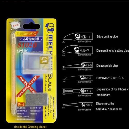 8 In 1 S1020 iPhone 8/X CPU A10 A11 Edge Cutting Knife Glue Disassembly Chip Lamination Main Board Special Blade BGA Rework Set