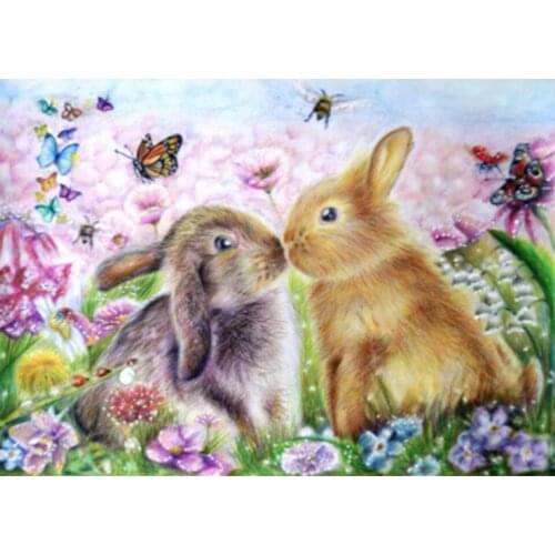 5D DIY Rabbit Rhinestone Diamond Painting Full Square/Round Diamond Embroidered Picture Mosaic Home Decoration Decoration Gift