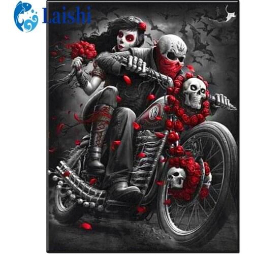 Diamond Painting Skeleton men and women on the locomotive Set Hobby Art 5D DIY Full Drill Square Round Mosaic Home Decoration