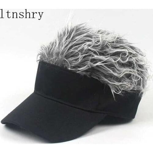 2019 new Men Women Casual Concise Sunshade Adjustable Sun Visor Baseball Cap with Spiked Hairs Wig Baseball Hat with Spiked Wigs
